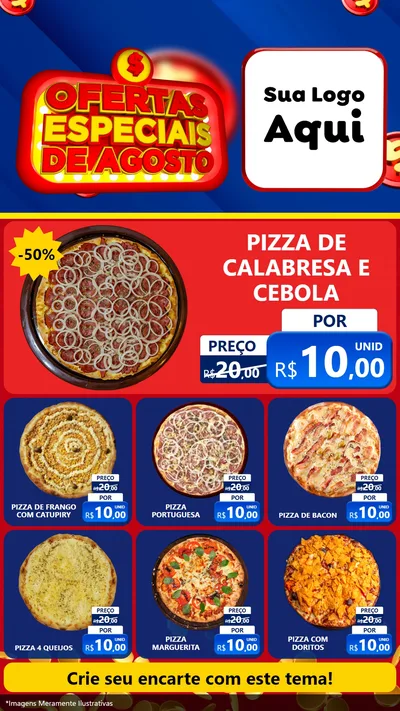 Modelo de Rede Social para Stories com o tema Ofertas Especiais de Agosto para Pizzaria