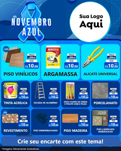 Modelo de Rede Social para Feed Instagram com o tema Novembro Azul para Material para Construção