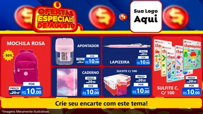 Modelo de TV para TV Horizontal com o tema Ofertas Especiais de Agosto para Papelaria