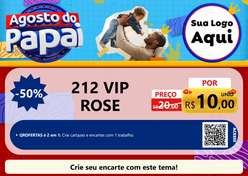 Modelo de Cartaz para Cartaz A4 Horizontal com o tema Agosto do Papai para Perfumes