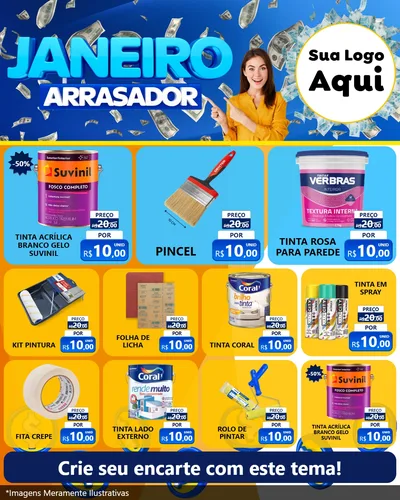 Modelo de Rede Social para Feed Instagram com o tema Janeiro Arrasador para Tintas e Ferramentas