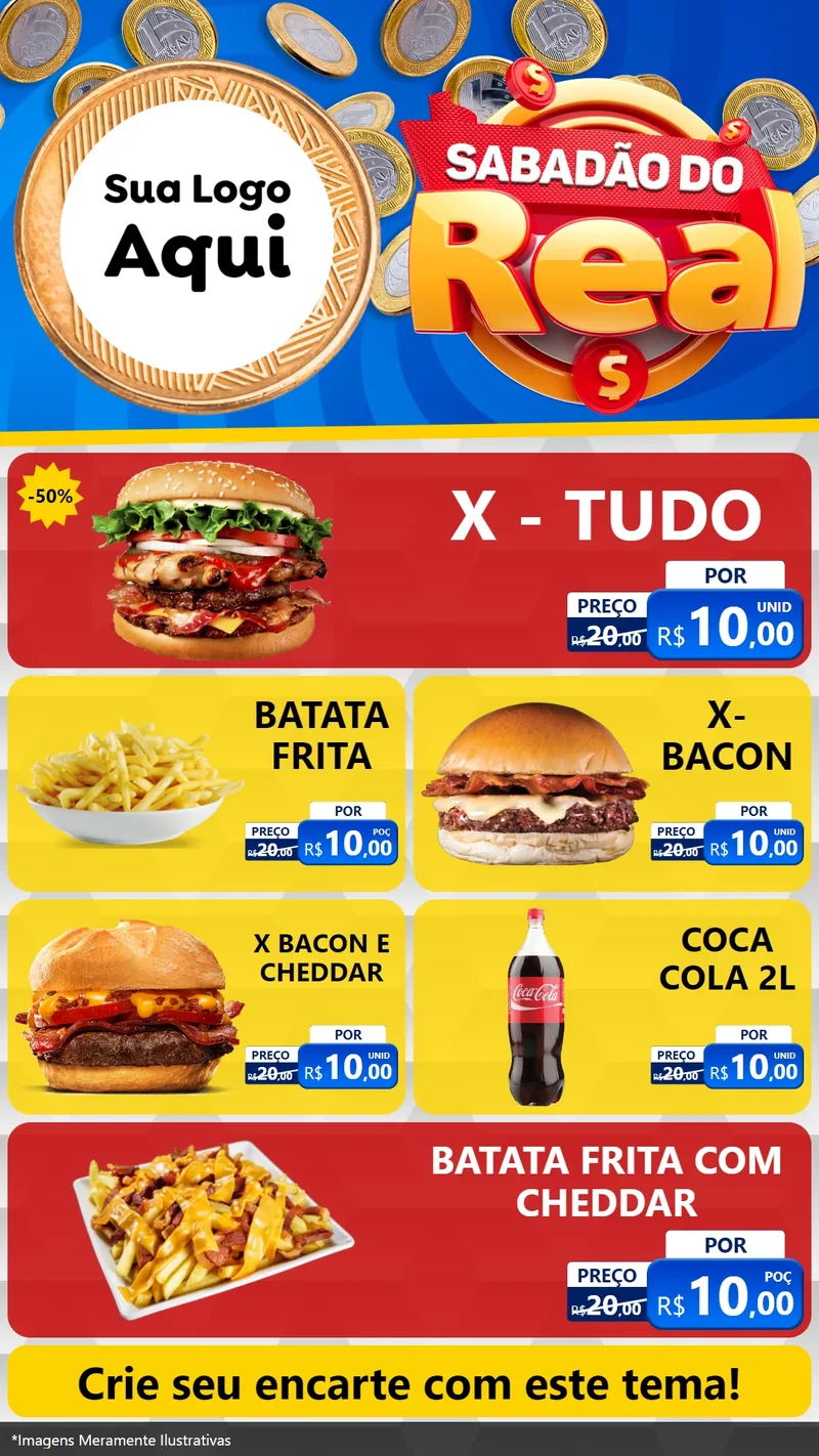 Modelo de TV para TV Vertical com o tema Sabadão do Real para Hamburgueria