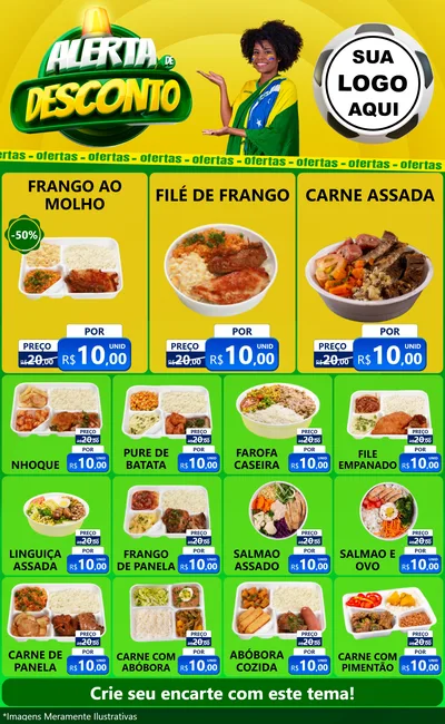 Modelo de Encarte para Encarte Grande com o tema Alerta de Desconto para Restaurante