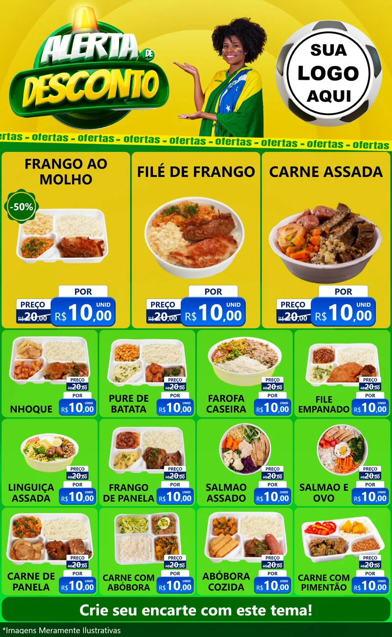 Modelo de Encarte para Encarte Grande com o tema Alerta de Desconto para Restaurante