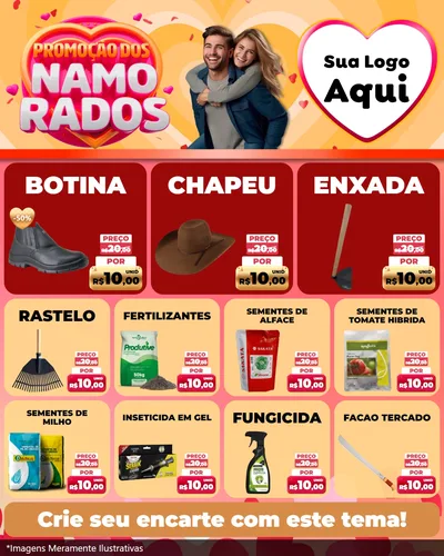 Modelo de Rede Social para Feed Instagram com o tema Promoção dos Namorados para Agropecuária