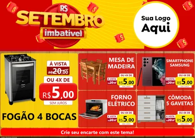 Modelo de Encarte para Encarte A4 Horizontal com o tema Setembro Imbatível para Móveis e Eletro