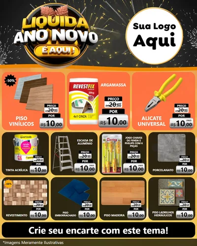 Modelo de Rede Social para Feed Instagram com o tema Liquida Ano Novo É Aqui! para Material para Construção