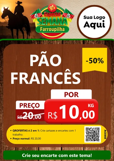 Modelo de Cartaz para Cartaz A4 Vertical com o tema Especial Semana Farroupilha para Padaria