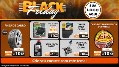 Modelo de TV para TV Horizontal com o tema Black Friday para Auto peças