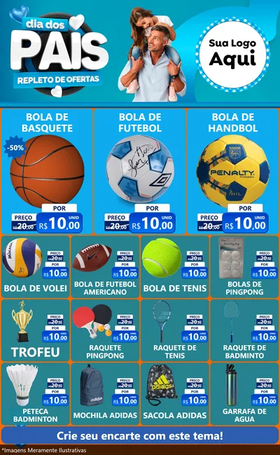 Modelo de Encarte para Encarte Grande com o tema Dia Dos Pais Repleto de Ofertas para Artigos Esportivos