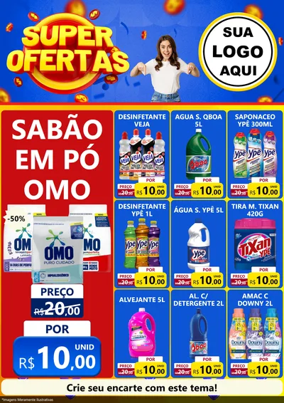 Modelo de Encarte para Encarte A4 Vertical com o tema Super Ofertas para Produtos de Limpeza