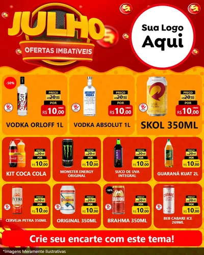 Modelo de Rede Social para Feed Instagram com o tema Julho Ofertas Imbatíveis para Distribuidora de bebidas