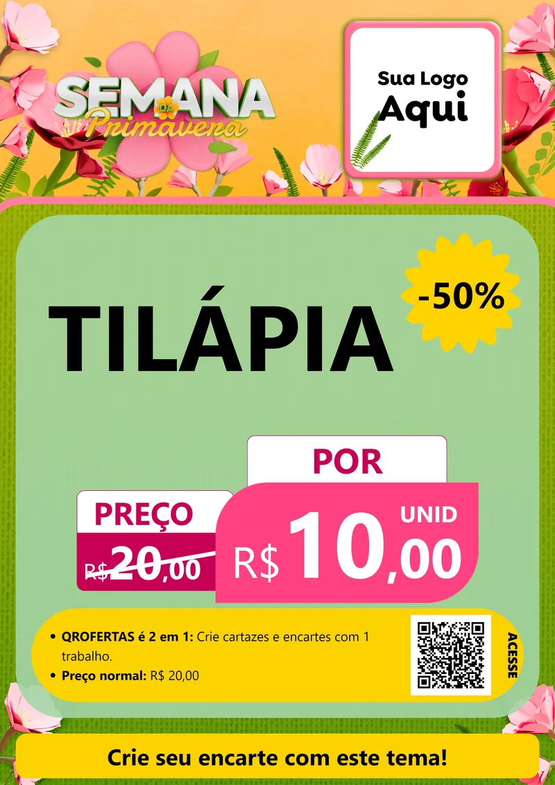 Modelo de Cartaz para Cartaz A4 Vertical com o tema Semana da Primavera para Peixaria