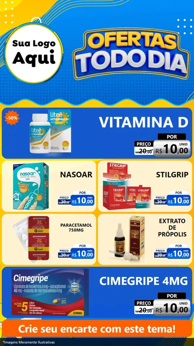 Modelo de TV para TV Vertical com o tema Ofertas Todo Dia para Farmácia