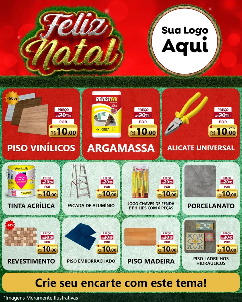 Modelo de Rede Social para Feed Instagram com o tema Feliz Natal para Material para Construção