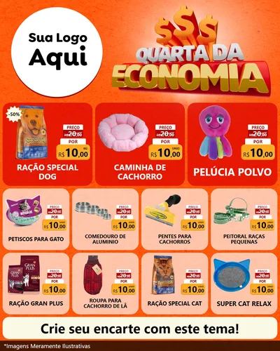 Modelo de Rede Social para Feed Instagram com o tema Quarta da Economia para Pet Shop