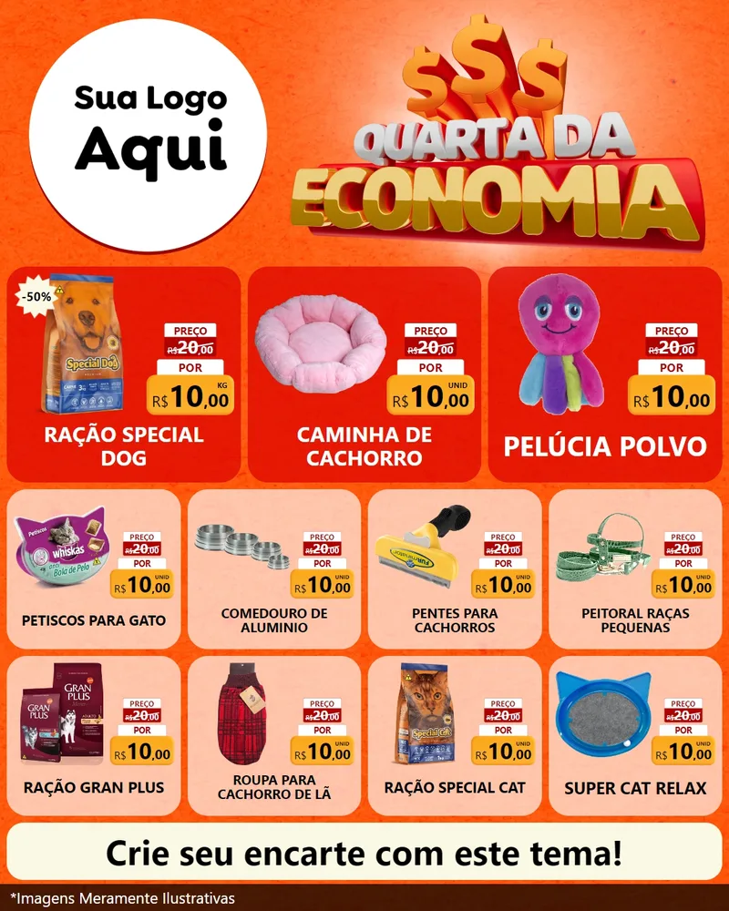 Modelo de Rede Social para Feed Instagram com o tema Quarta da Economia para Pet Shop