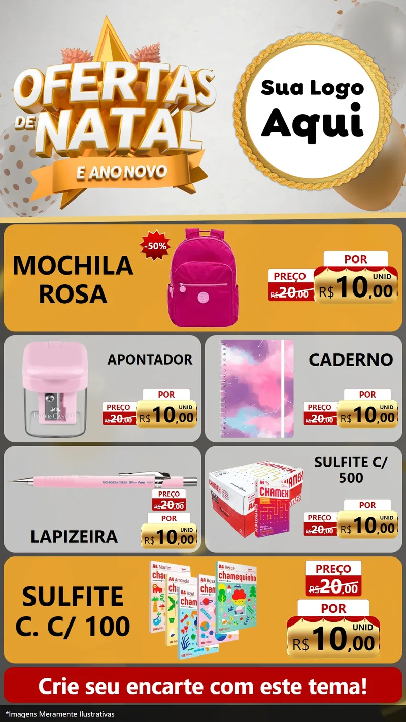 Modelo de TV para TV Vertical com o tema Ofertas De Natal E Ano Novo para Papelaria