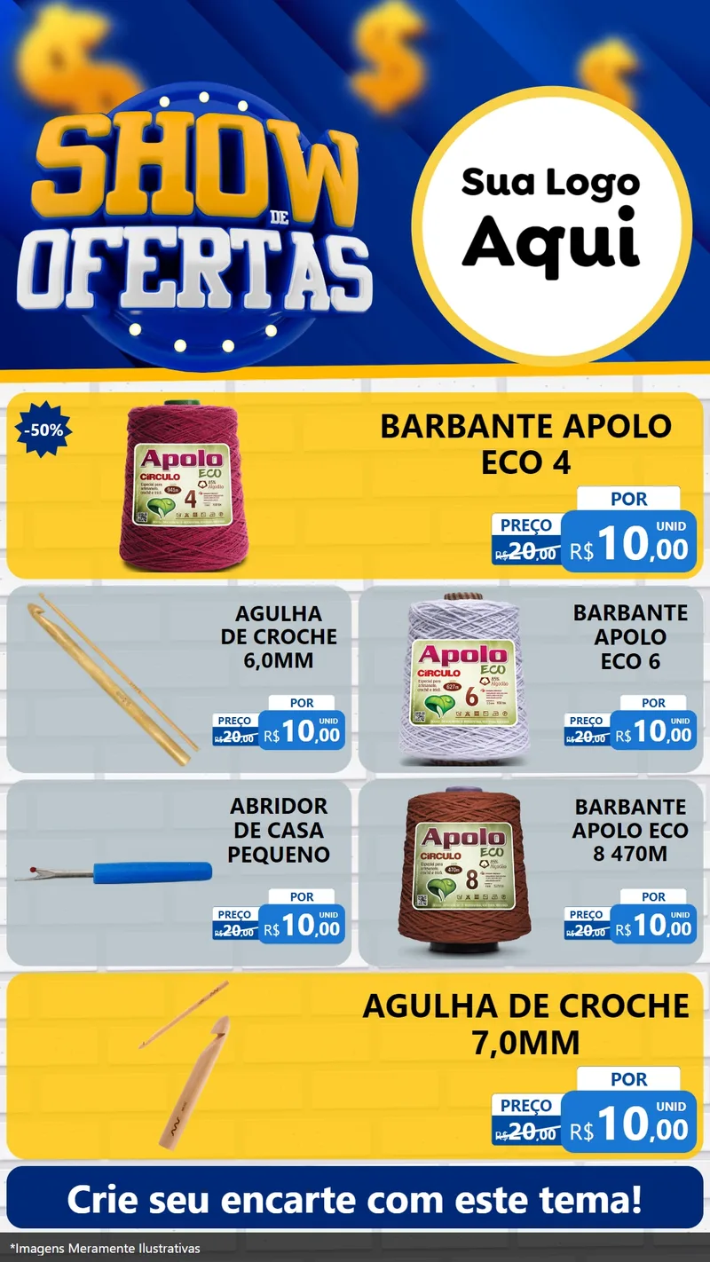 Modelo de TV para TV Vertical com o tema Show de Ofertas para Armarinho e Aviamentos