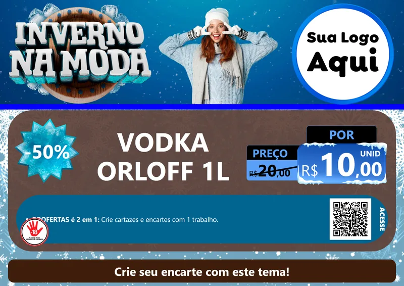 Modelo de Cartaz para Cartaz A4 Horizontal com o tema Inverno na Moda para Distribuidora de bebidas