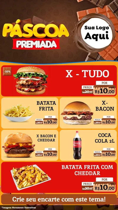 Modelo de TV para TV Vertical com o tema Páscoa Premiada para Hamburgueria