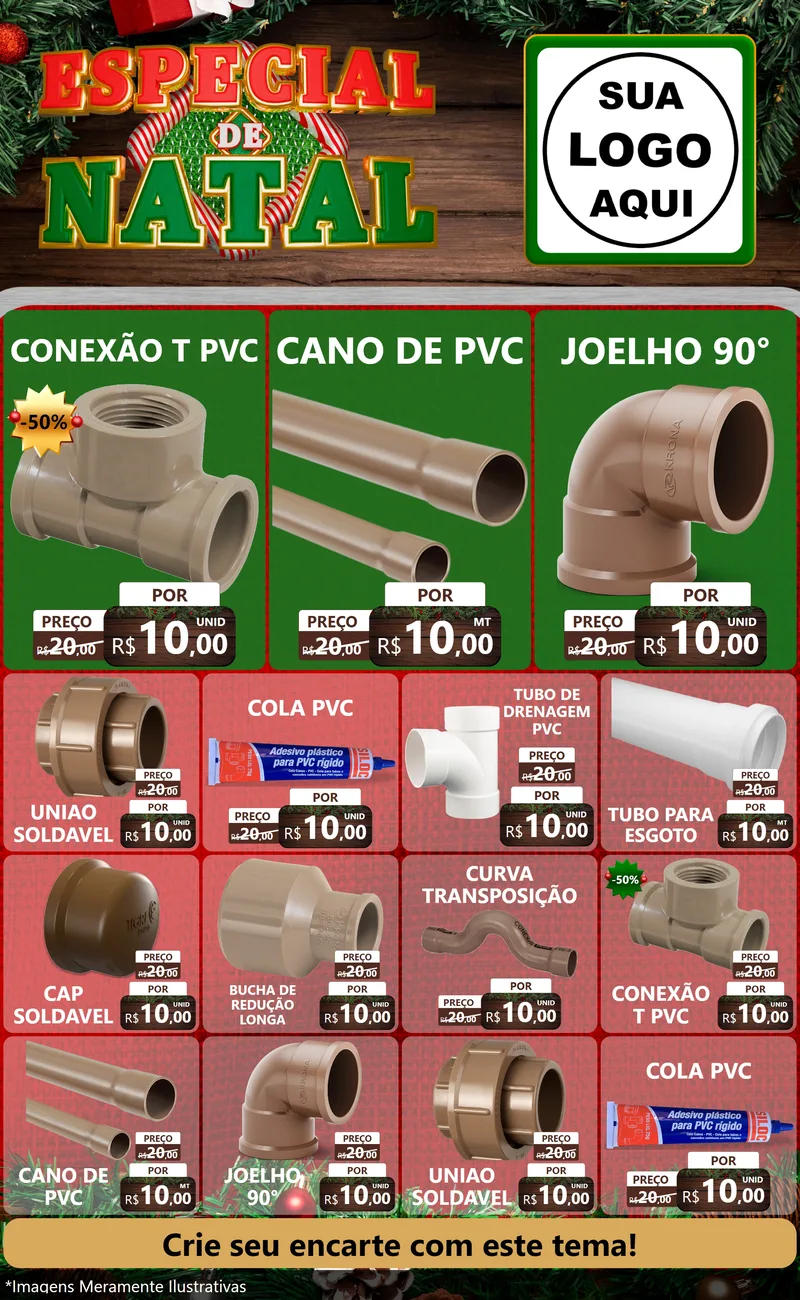 Modelo de Encarte para Encarte Grande com o tema Especial de Natal para Tubos e conexões