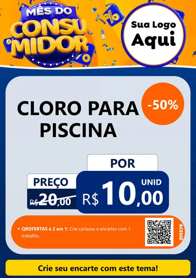Modelo de Cartaz para Cartaz A4 Vertical com o tema Mês do Consumidor para Produtos para Piscina