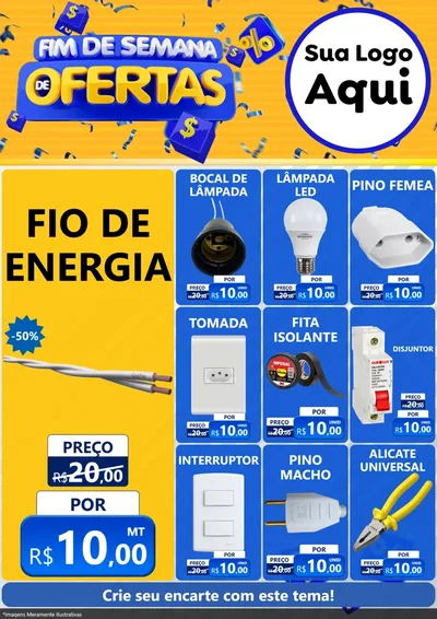 Modelo de Encarte para Encarte A4 Vertical com o tema Fim de Semana de Ofertas para Materiais Elétricos