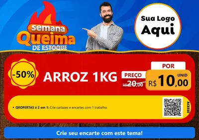 Modelo de Cartaz para Cartaz A4 Horizontal com o tema Semana Queima de Estoque para Supermercado