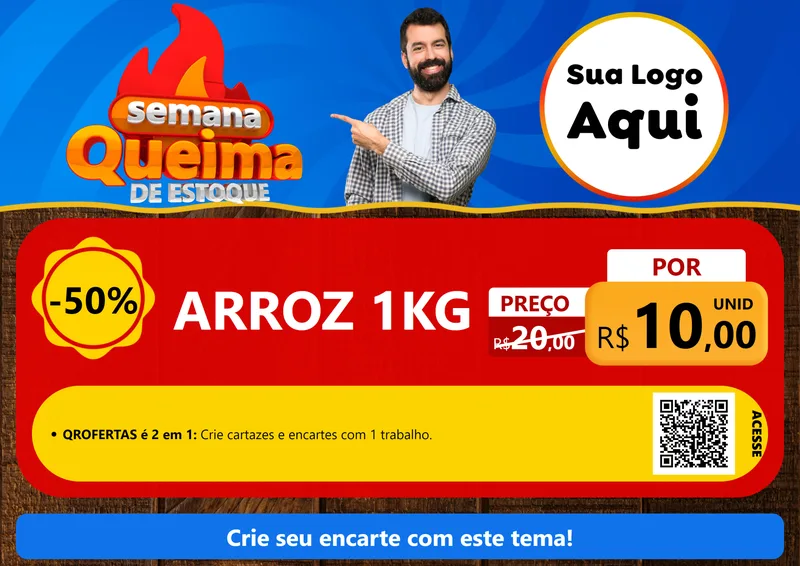 Modelo de Cartaz para Cartaz A4 Horizontal com o tema Semana Queima de Estoque para Supermercado