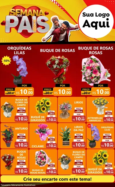 Modelo de Encarte para Encarte Grande com o tema Semana Dos Pais para Floricultura e jardim