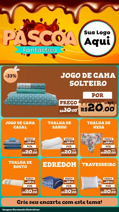 Modelo de Rede Social para Stories com o tema Páscoa Fantástica para Cama, Mesa e Banho