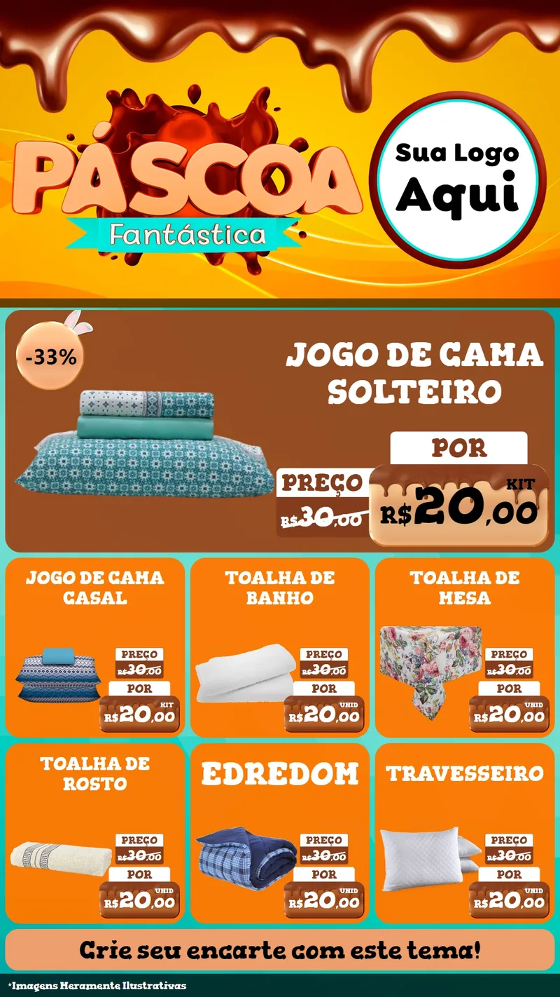 Modelo de Rede Social para Stories com o tema Páscoa Fantástica para Cama, Mesa e Banho