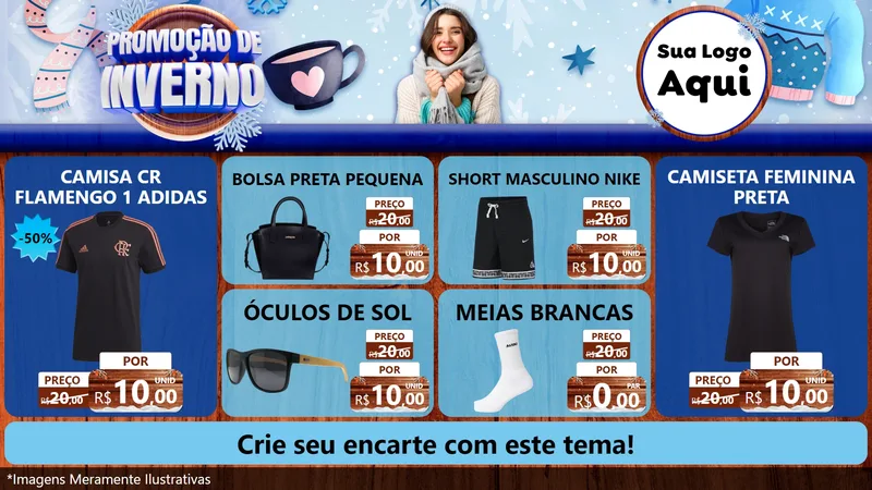 Modelo de TV para TV Horizontal com o tema Promoção de Inverno para Roupas e acessórios