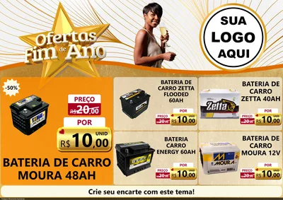 Modelo de Encarte para Encarte A4 Horizontal com o tema Ofertas Fim de Ano para Baterias Elétricas