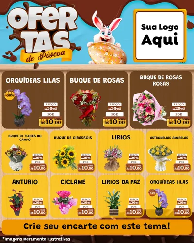 Modelo de Rede Social para Feed Instagram com o tema Ofertas de Páscoa para Floricultura e jardim