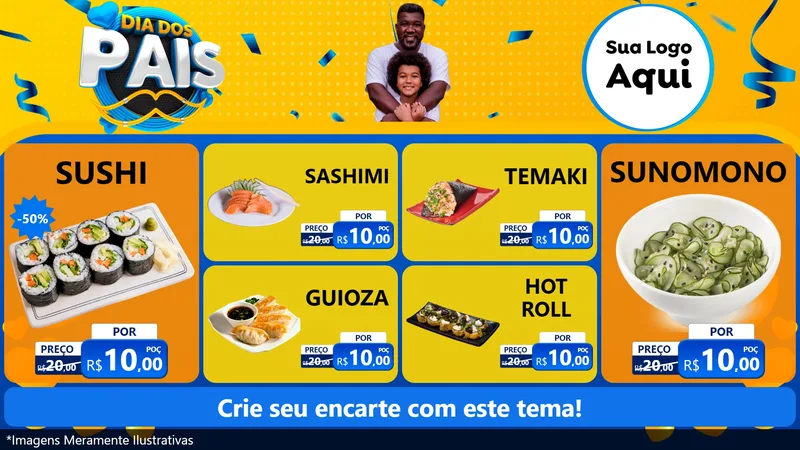 Modelo de TV para TV Horizontal com o tema Dia dos Pais para Comida japonesa