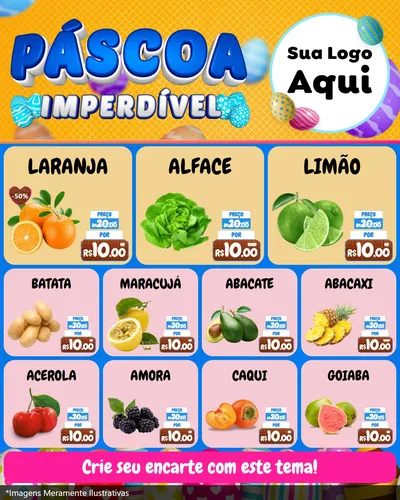 Modelo de Rede Social para Feed Instagram com o tema Páscoa Imperdível para Hortifrúti