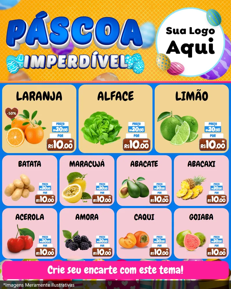 Modelo de Rede Social para Feed Instagram com o tema Páscoa Imperdível para Hortifrúti