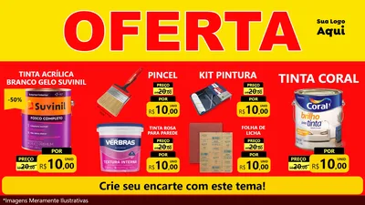 Modelo de TV para TV Horizontal com o tema OFERTA - Vermelho Cartaz para Tintas e Ferramentas