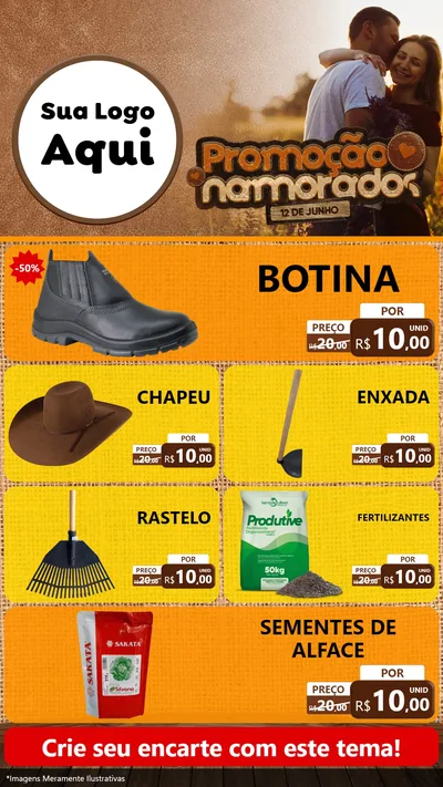 Modelo de TV para TV Vertical com o tema Promoção Namorados para Agropecuária