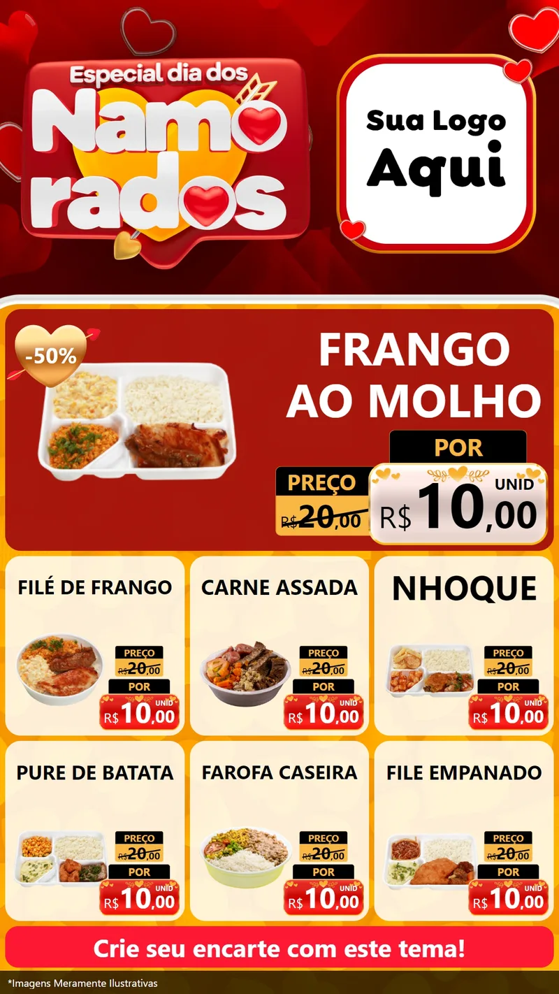 Modelo de Rede Social para Stories com o tema Especial Dia dos Namorados para Restaurante