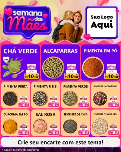 Modelo de Rede Social para Feed Instagram com o tema Semana das Mães para Produtos Naturais
