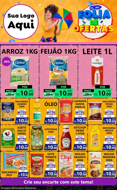 Modelo de Encarte para Encarte Grande com o tema Folia de Ofertas para Supermercado