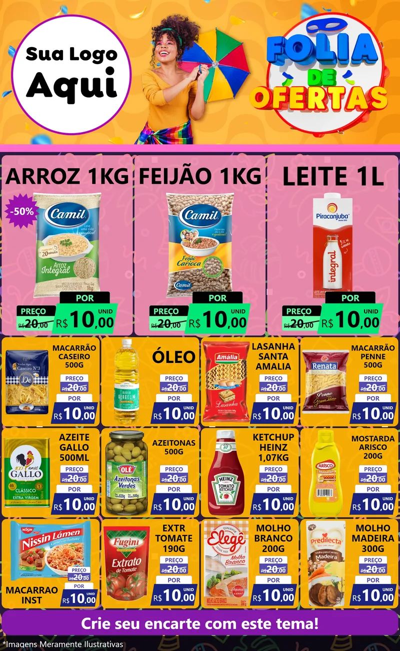 Modelo de Encarte para Encarte Grande com o tema Folia de Ofertas para Supermercado