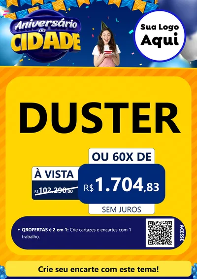 Modelo de Cartaz para Cartaz A4 Vertical com o tema Aniversário da Cidade para Concessionaria de Carros