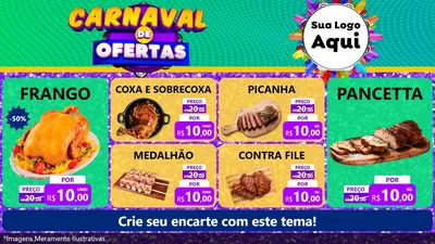 Modelo de TV para TV Horizontal com o tema Carnaval de Ofertas para Assados