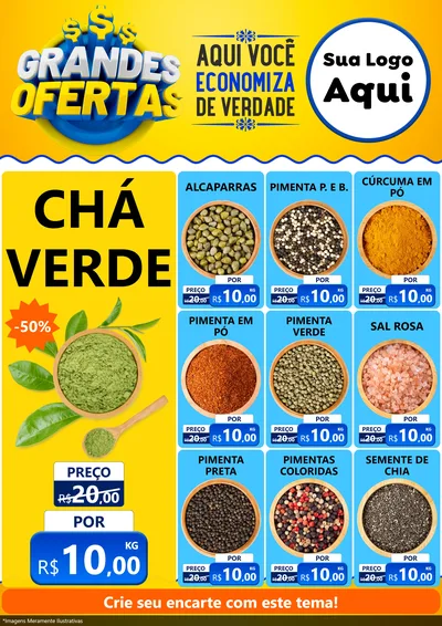 Modelo de Encarte para Encarte A4 Vertical com o tema Grandes Ofertas para Produtos Naturais