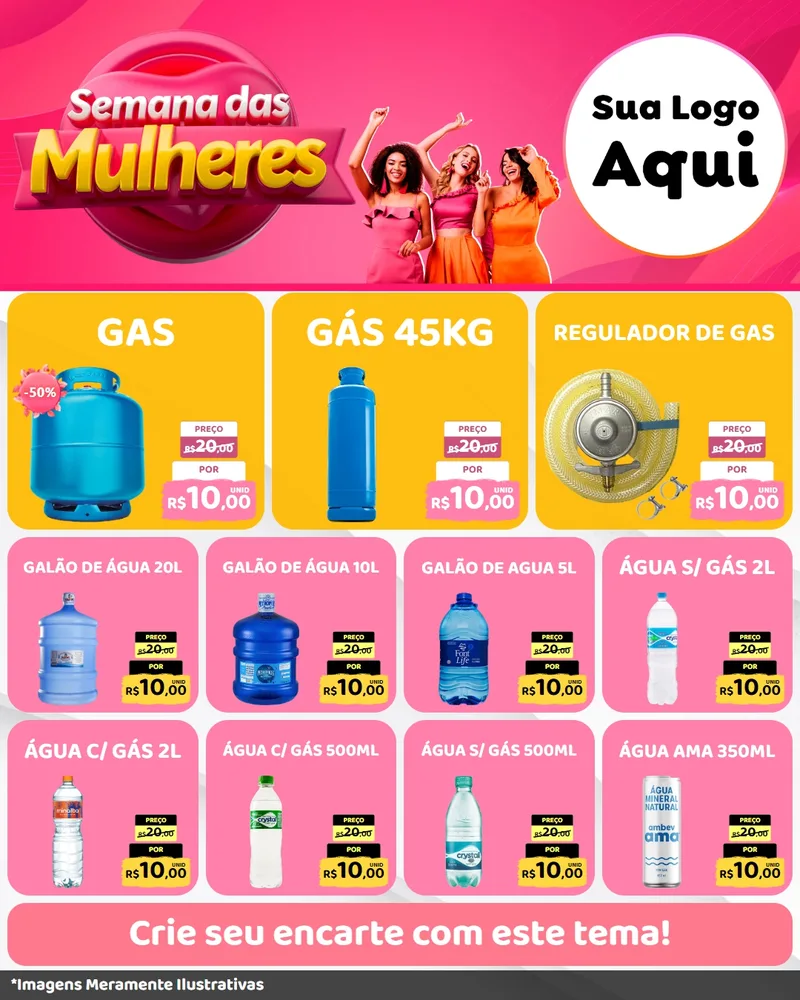 Modelo de Rede Social para Feed Instagram com o tema Semana das Mulheres para Água e gás
