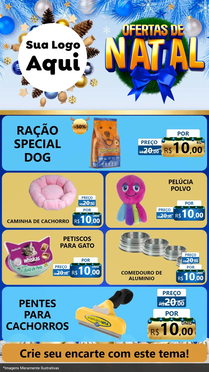 Modelo de TV para TV Vertical com o tema Ofertas de Natal para Pet Shop